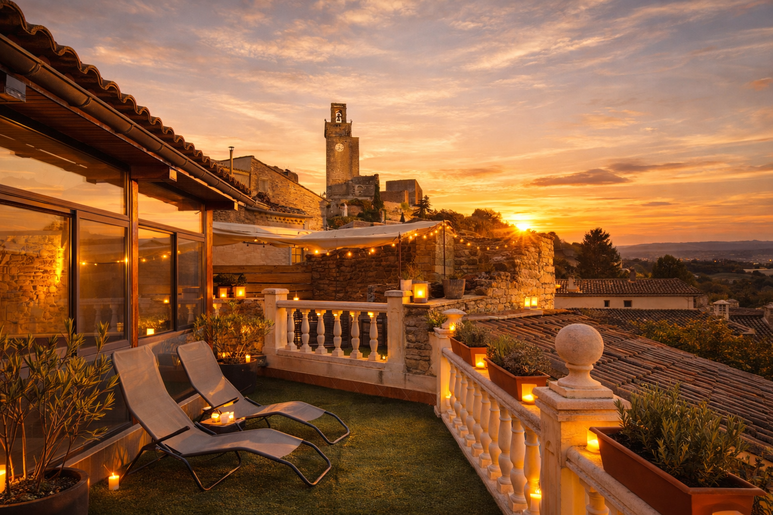 terrasse coucher de soleil